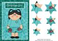 Turquoise and Teal Girls Birthday Pyramid Card