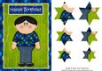 Green and Blue Boys Happy Birthday Pyramid Card