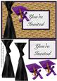 Graduation Purple Gold Black - You're Invited - Card