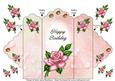 Pink Rose - Happy Birthday - Scallop Top Tri Fold Card