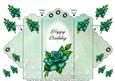 Teal Rose - Happy Birthday - Scallop Top Tri Fold Card