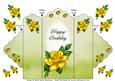 Yellow Rose - Happy Birthday - Scallop Top Tri Fold Card