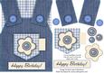 Country Overalls Denim Blue - Happy Birthday - Card