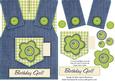 Country Overalls Denim Green - Birthday Girl - Card