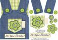 Country Overalls Denim Green - Its Your Birthday - Card