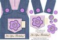 Country Overalls Denim Purple - Its Your Birthday - Card