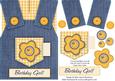 Country Overalls Denim Yellow - Birthday Girl - Card