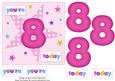 Girls Starry 8th Birthday Quick Card