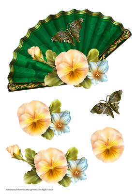 Fan with Pansies