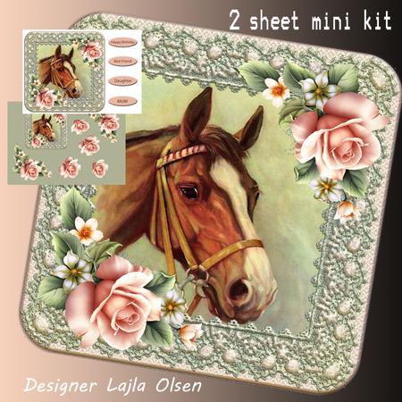 Horse and Pink Roses