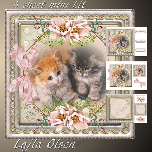 Cats and pink flowers