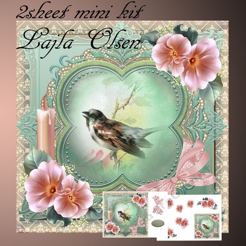 Vintage bird with flowers