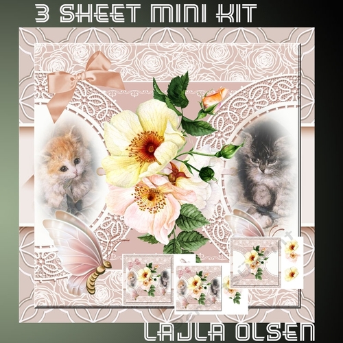 Cats and roses pink