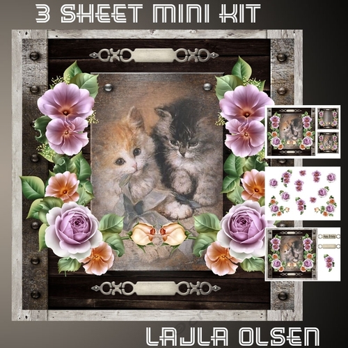 Cats and lilac roses