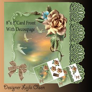 Flying Swans and Rose Cardfront