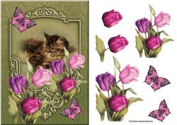 Cat and Tulips