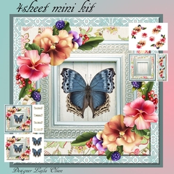 Pansies and Blue Butterfly