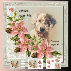 Dog and Poinsettias
