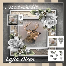 Deer and White roses