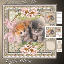 Cats and pink flowers