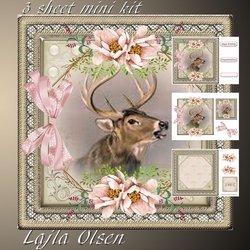 Deer and pink flowers