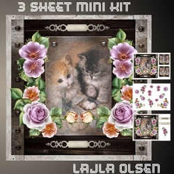 Cats and lilac roses