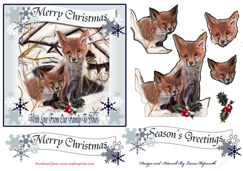 Christmas Foxes in Snow