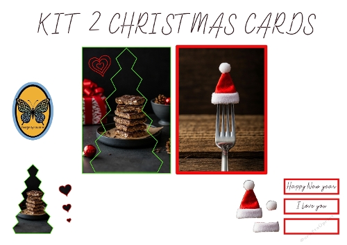 3D Kit – 2 Christmas Cookie Cards with Santa Hat Fork
