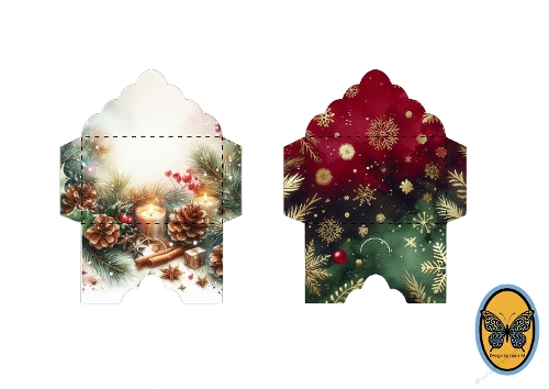 Printable Festive Envelope Set – Christmas Tree & Snowflake Designs