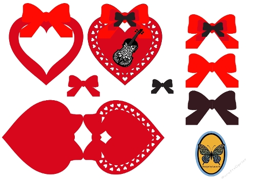 3D Card Kit – Heart-Shaped Template with Red Lace and Bows