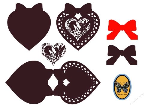 3D Card Kit – Dark Heart Silhouette with Butterfly, Floral & Red Bow