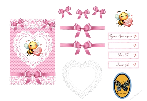 3D Card Kit – Bee-Themed Heart with Polka Dots & Happy Anniversary