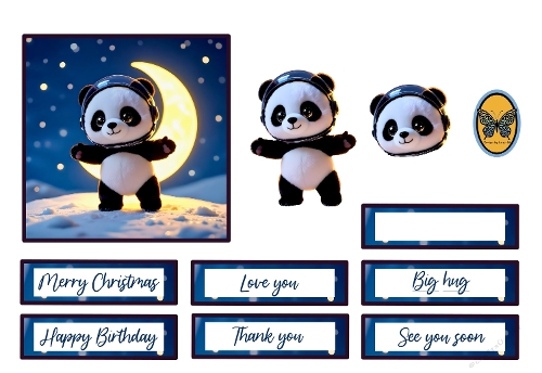 3D Card Kit – Beautiful Panda and Moon Design