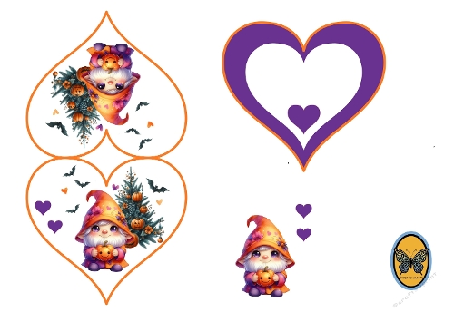 3D Card Kit – Cute Purple Witch Hat with Pumpkin and Bat