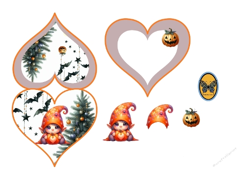 3D Card Kit – Colorful Christmas Heart Design with Santa Hat