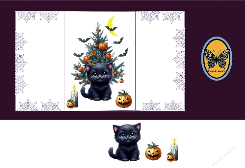 3D Card Kit – Cute Black Kitten Christmas Card