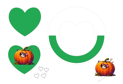 3D Card Kit – Green Heart Outline, Green Heart Shape & Cute Smiling Pumpkin
