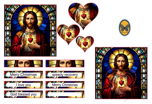 3D Card Kit Jesus Christ Heart – Colorful Digital Illustration with God Loves You