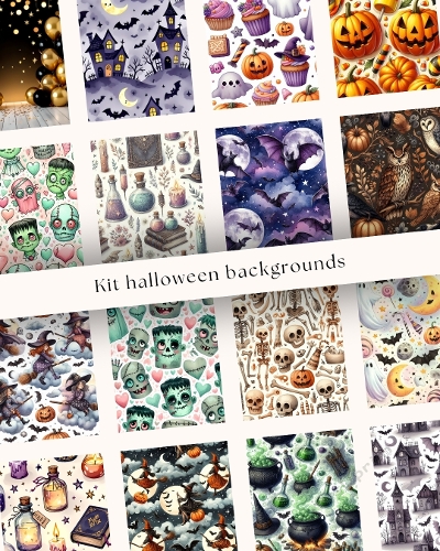  50 Watercolor Halloween Backgrounds – Spooky & Magical Craft Kit