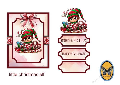 Colorful Christmas Card – Cute Elf with Candy Canes and Holiday Decorations