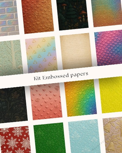 Embossed Paper Sample Kit – 16 Designs with Geometric, Floral & Abstract Patterns (Various Colors, 1024x1024)