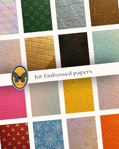 Embossed Nature & Abstract Paper Kit – 10 Designs with Trees, Mushrooms, Floral & Gradient Patterns (1024x1024)