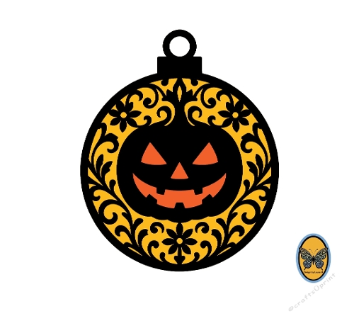 Layered 3D Vector Christmas Ornament –  with Jack-o-Lantern Face