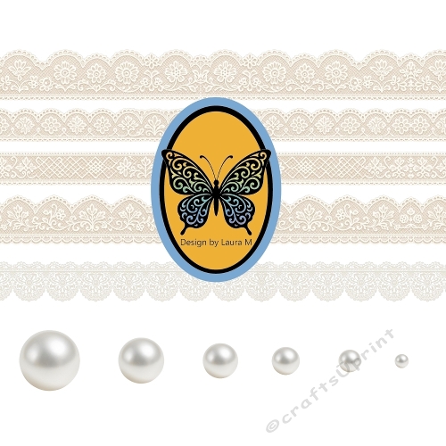 White Lace Ribbons & Borders Kit with Pearls – Elegant Craft Embellishments