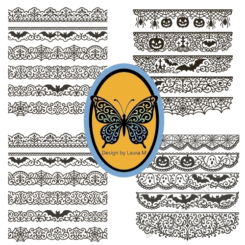 Halloween Black Lace Ribbons & Borders Kit – Elegant Vector Embellishments