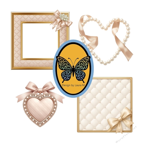 Ornate Frame Kit – Quilted Gold & Cream Designs with Pearl Hearts and Bow