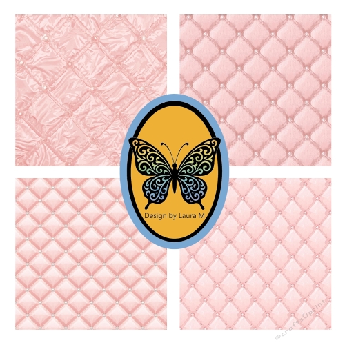 Quilted Fabric Paper Kit – 4 Pink Diamond Textured Patterns