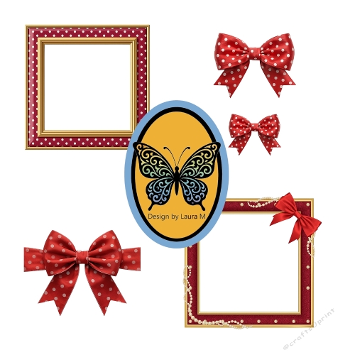 Red & Gold Polka Dot Frames Kit – 4 Designs with Bows