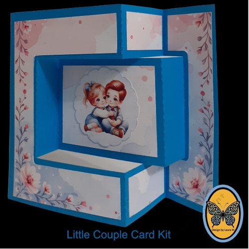 3D Card Kit – Shabby Chic Vintage Little Couple in Blue & White