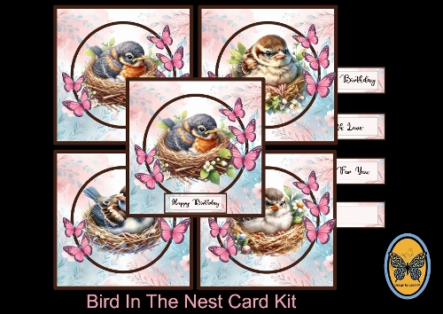 3D Card Kit – Pastel Bird Nests Collection (5 Cards, 4 Inserts & 5 Flags)